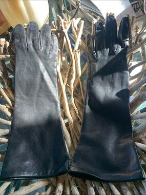 Black Leather Long Dress Gloves